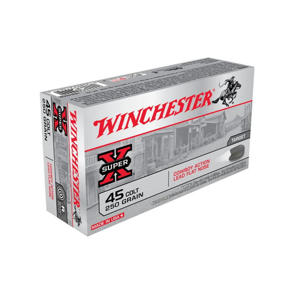 Winchester SUPER -X HANDGUN .45 Colt 250 grain Lead Flat Nose Brass Cased 500Rds
