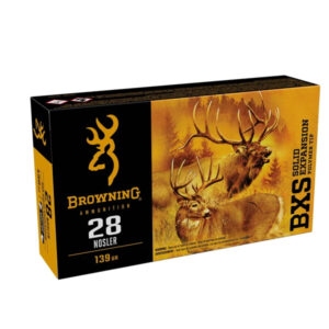 BROWNING BXS .28 NOSLER 139 GRAIN SOLID EXPANSION POLYMER TIP BRASS CASED 300 ROUNDS