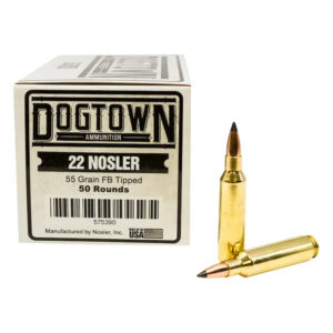 DOGTOWN AMMUNITION 22 NOSLER 55 GRAIN POLYMER TIP FLAT BASE 500 ROUNDS