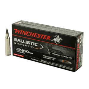 Winchester Ballistic Silvertip Varmint Ammunition 22-250 Remington 55 Grain Fragmenting Polymer Tip 500Rds