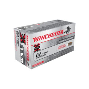 WINCHESTER SUPER-X RIFLE .22 HORNET 45 GRAIN JACKETED SOFT POINT CENTERFIRE RIFLE AMMUNITION X22H1 CALIBER: .22 HORNET, NUMBER OF ROUNDS: 500