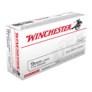 500rds of Winchester USA HANDGUN 9mm Luger 115 grain Full Metal Jacket Brass Cased