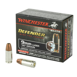 500rounds of Winchester DEFENDER HANDGUN 9mm Luger 147 grain Bonded Jacketed Hollow Point Brass Cased