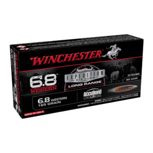 WINCHESTER ACCUBOND LR 6.8 WESTERN 165 GR. CENTERFIRE RIFLE AMMUNITION S68WLR CALIBER: 6.8 WESTERN, NUMBER OF ROUNDS: 500