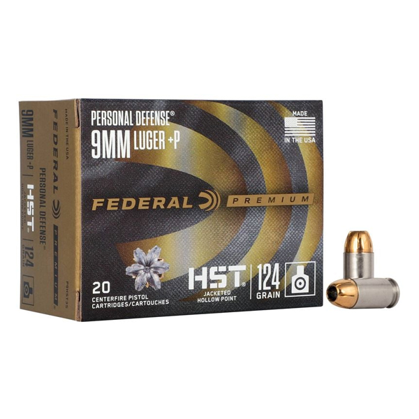 Federal Premium Centerfire Handgun Ammunition 9mm +P 124 grain 1000Rounds