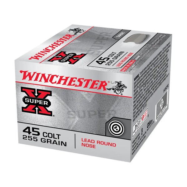 500Rds of Winchester SUPER-X HANDGUN .45 Colt 255 grain Lead Round Nose Brass