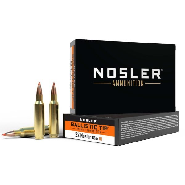 NOSLER .22 NOSLER BALLISTIC TIP 55 GRAIN BRASS CASED 500 ROUNDS