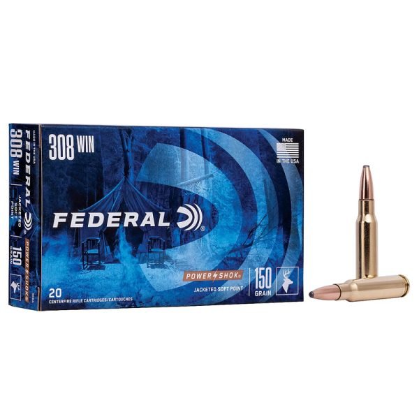 1000Rds of Federal Premium Power-Shok .308 Winchester 150 grain Jacketed Soft Point Centerfire Rifle Ammunition