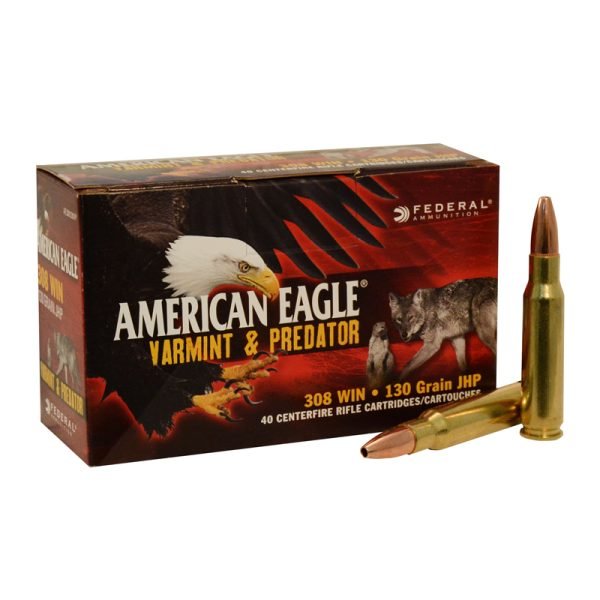 500Rds of Federal Premium VARMINT / PREDATOR .308 Winchester 130 grain Jacketed Hollow Point Centerfire Rifle Ammunition