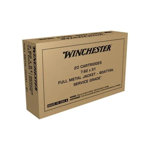 WINCHESTER Service Grade 7.62x51mm NATO 147 grain Full Metal Jacket Centerfire Rifle Ammunition