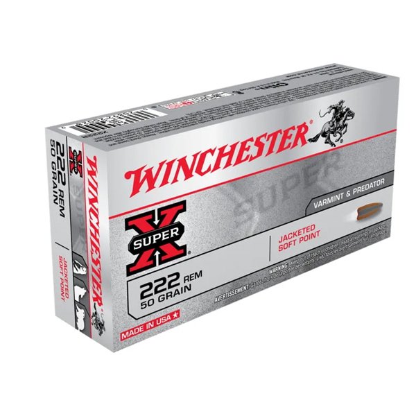 WINCHESTER SUPER-X RIFLE .222 REMINGTON 50 GRAIN JACKETED SOFT POINT BRASS CASED 500 ROUNDS