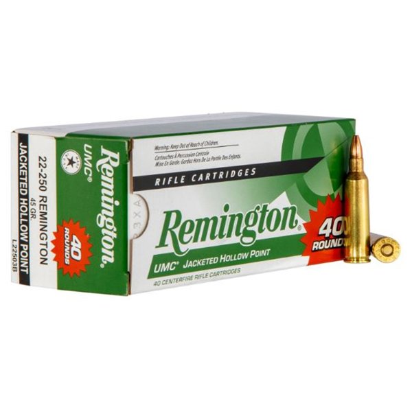 Remington UMC Ammunition 22-250 Remington 45 Grain Jacketed Hollow Point 500Rds
